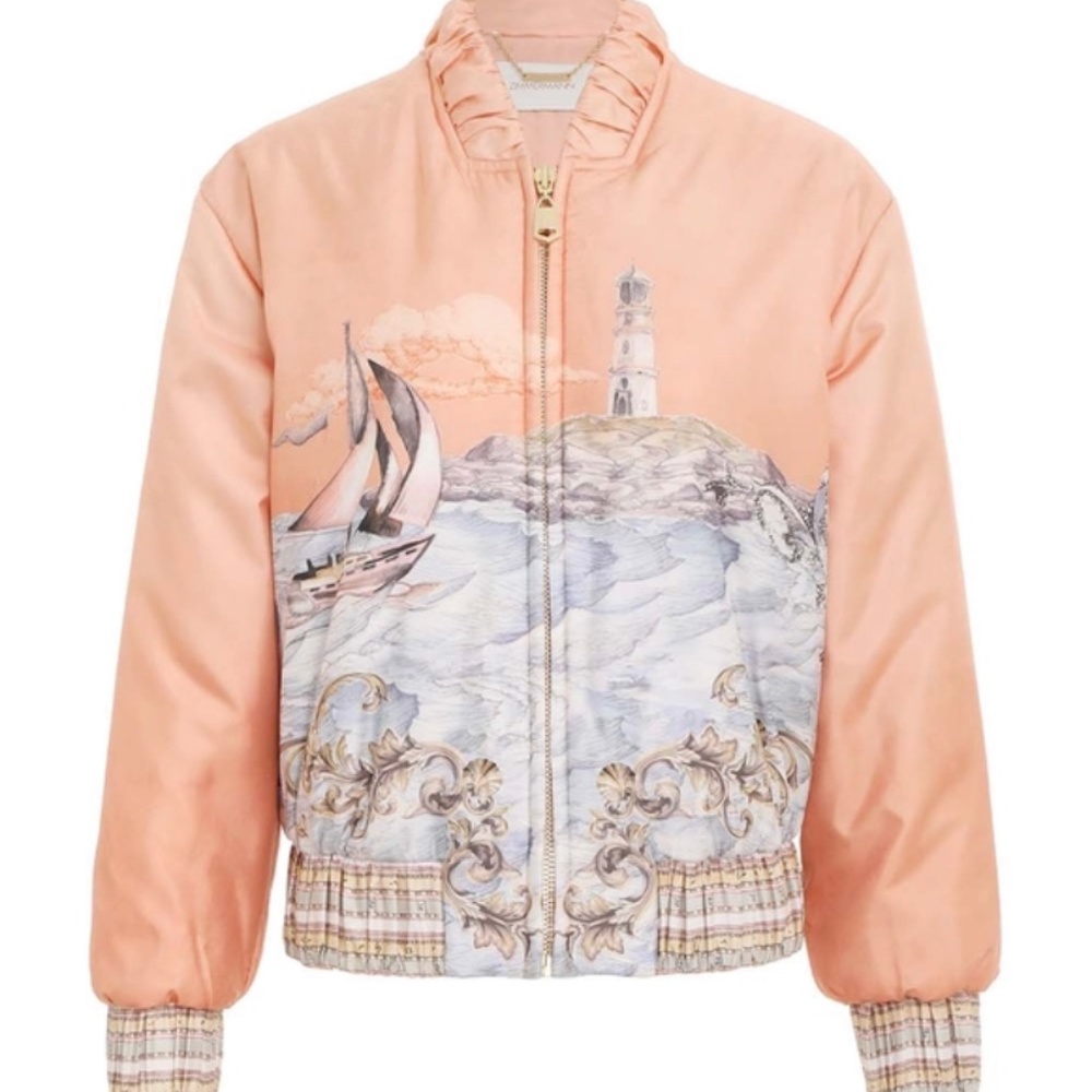 Zimmermann High Tide Odyssey Silk Bomber Jacket
